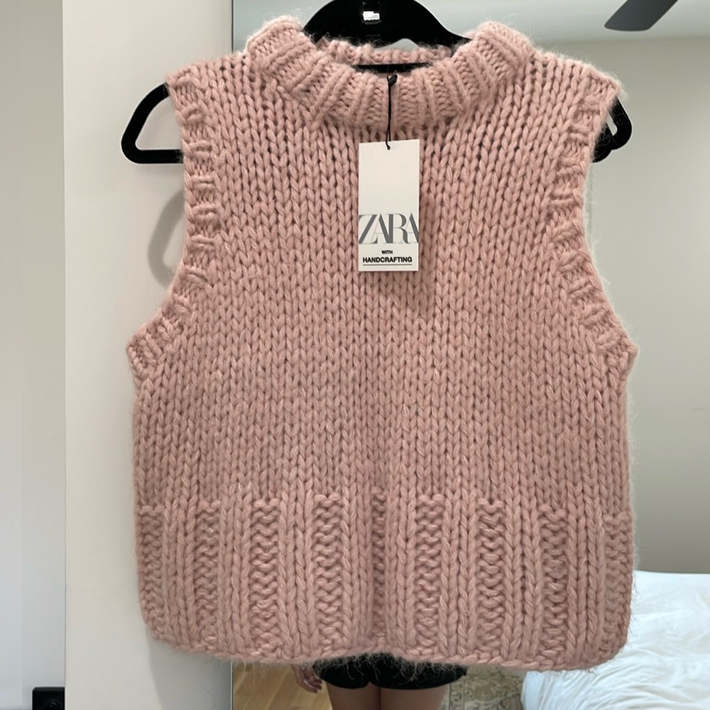 Zara wool vest sweater light pink NWT